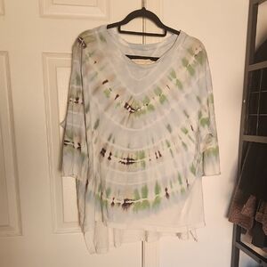 Raquel Allegra Tiedie Oversized 3/4 Sleeve Top Extra Size Small 0